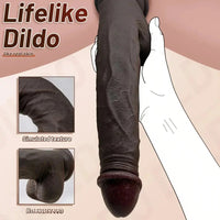 11.02in Ebony Wearable Realistic Silicone Thick Dildo For G Spot Vagina