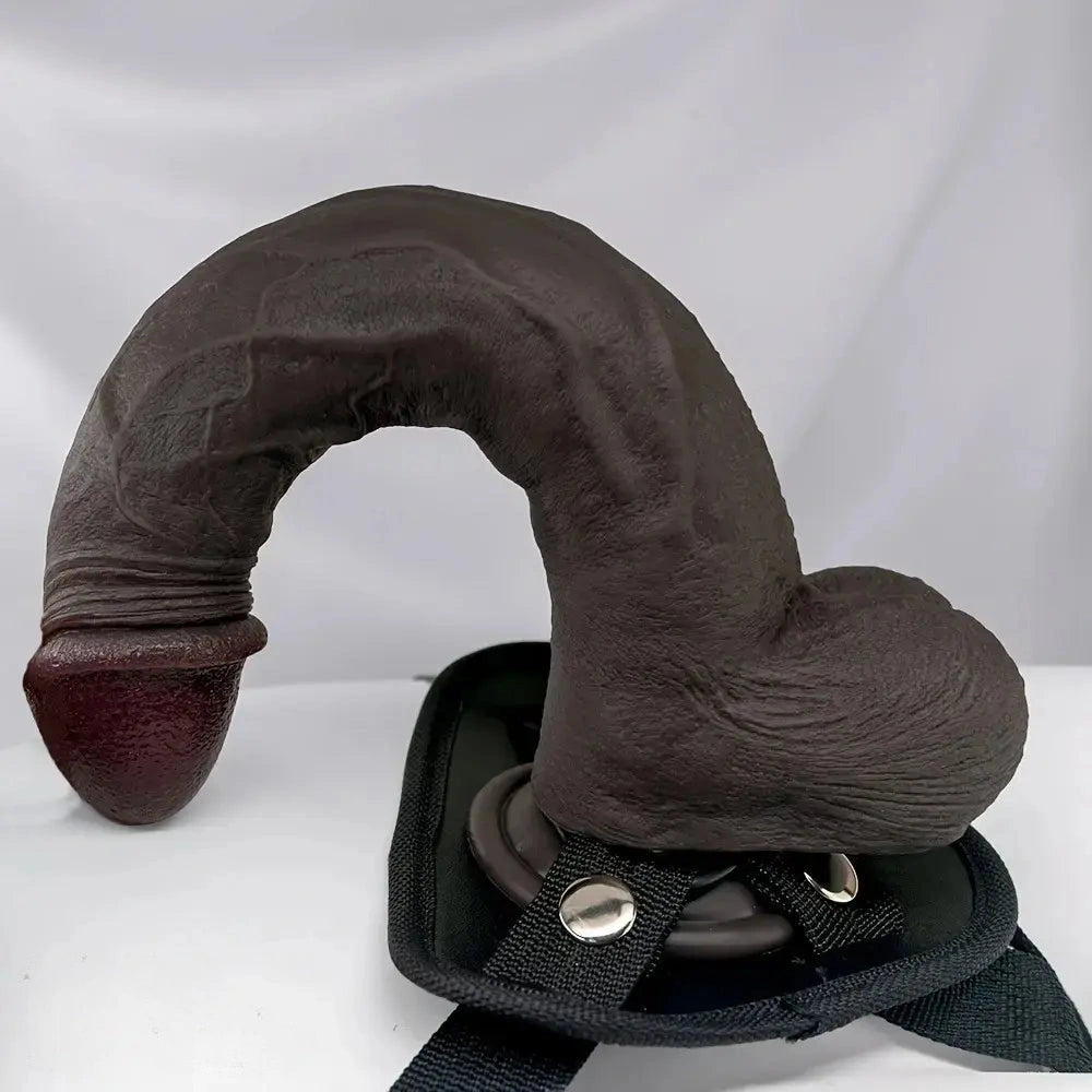 11.02in Ebony Wearable Realistic Silicone Thick Dildo For G Spot Vagina