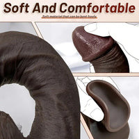 11.02in Ebony Wearable Realistic Silicone Thick Dildo For G Spot Vagina