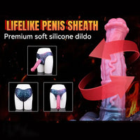 11.02in Horse Cock Hollow Soft Dildo Leather Panty Lifelike Penis Sheath