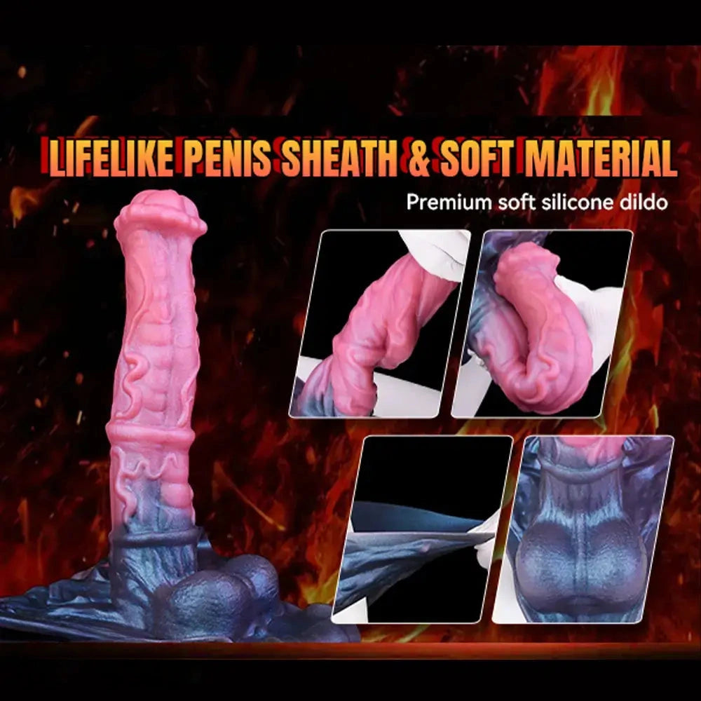 11.02in Horse Cock Hollow Soft Dildo Leather Panty Lifelike Penis Sheath