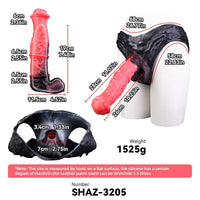 11.02in Horse Cock Hollow Soft Dildo Leather Panty Lifelike Penis Sheath