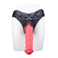 11.02in Horse Cock Hollow Soft Dildo Leather Panty Lifelike Penis Sheath