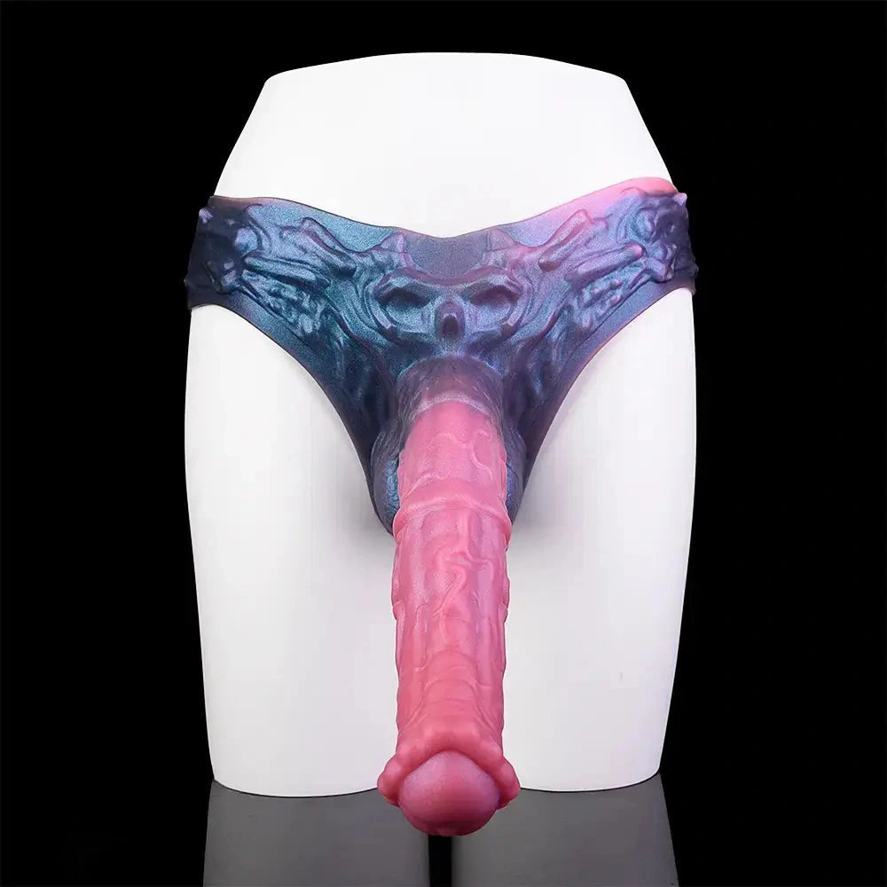 11.02in Horse Cock Hollow Soft Dildo Leather Panty Lifelike Penis Sheath