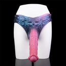 11.02in Horse Cock Hollow Soft Dildo Leather Panty Lifelike Penis Sheath