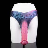 11.02in Horse Cock Hollow Soft Dildo Leather Panty Lifelike Penis Sheath