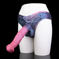 11.02in Horse Cock Hollow Soft Dildo Leather Panty Lifelike Penis Sheath