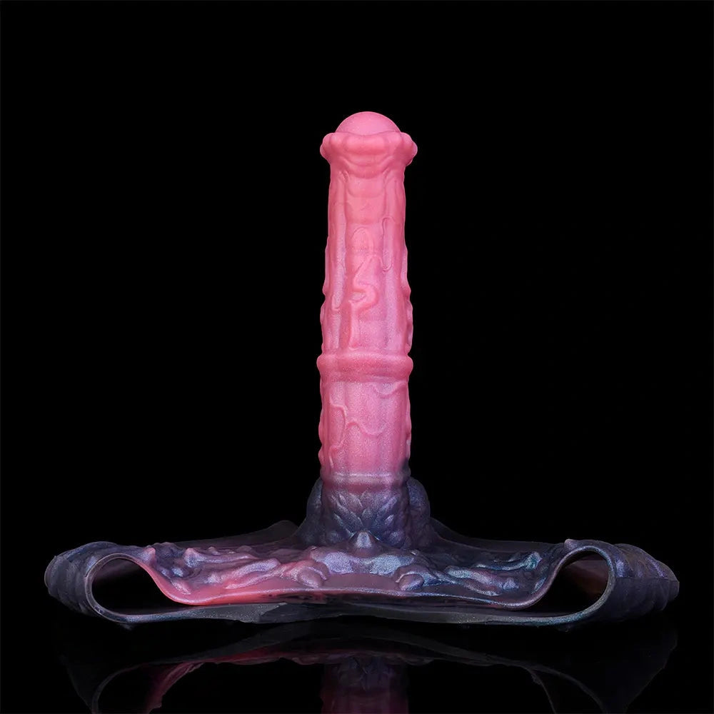 11.02in Horse Cock Hollow Soft Dildo Leather Panty Lifelike Penis Sheath
