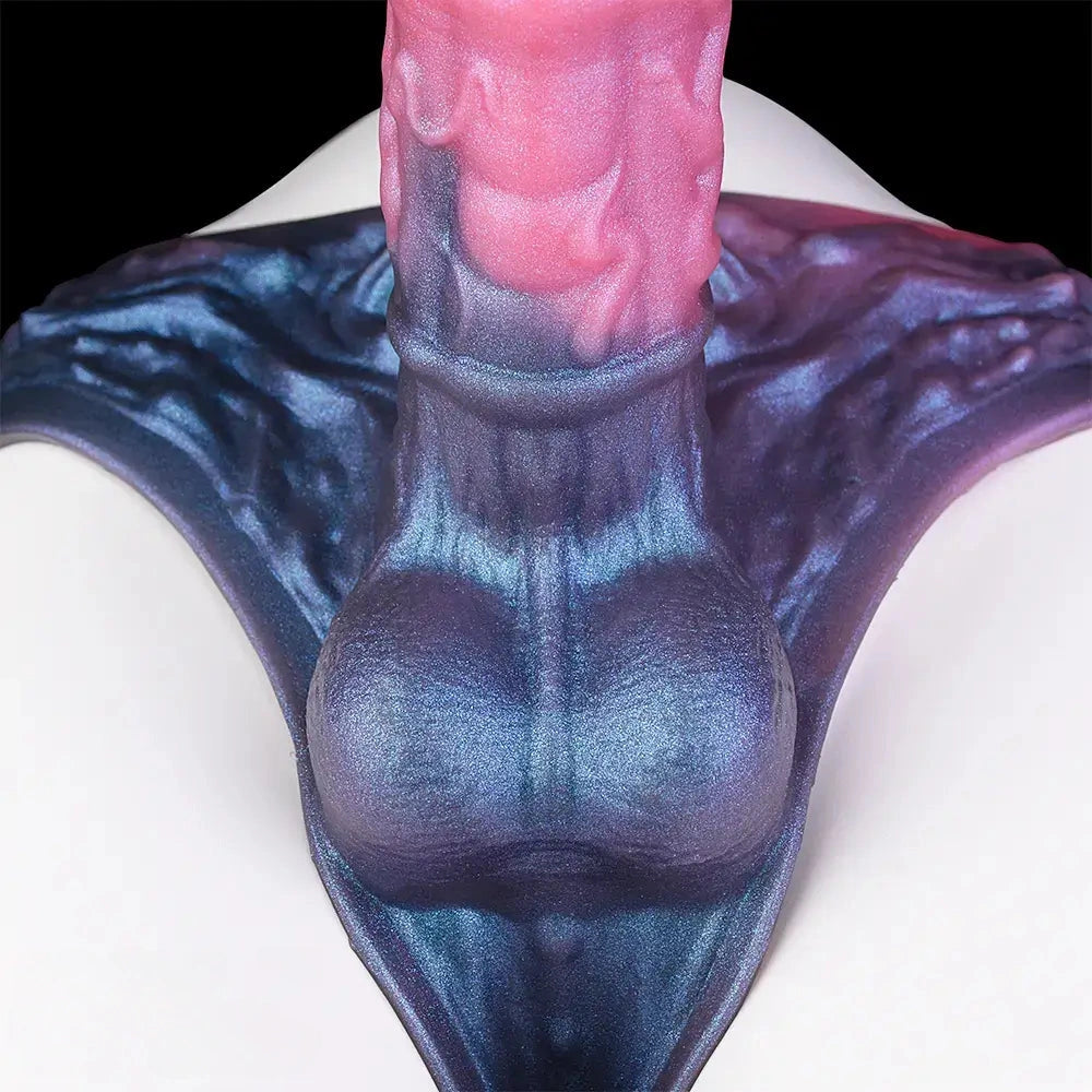 11.02in Horse Cock Hollow Soft Dildo Leather Panty Lifelike Penis Sheath
