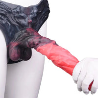 11.02in Horse Cock Hollow Soft Dildo Leather Panty Lifelike Penis Sheath