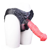 11.02in Horse Cock Hollow Soft Dildo Leather Panty Lifelike Penis Sheath