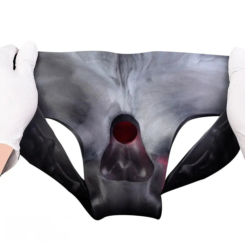 11.02in Horse Cock Hollow Soft Dildo Leather Panty Lifelike Penis Sheath