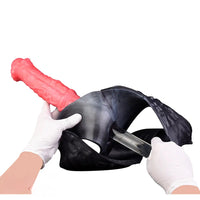 11.02in Horse Cock Hollow Soft Dildo Leather Panty Lifelike Penis Sheath