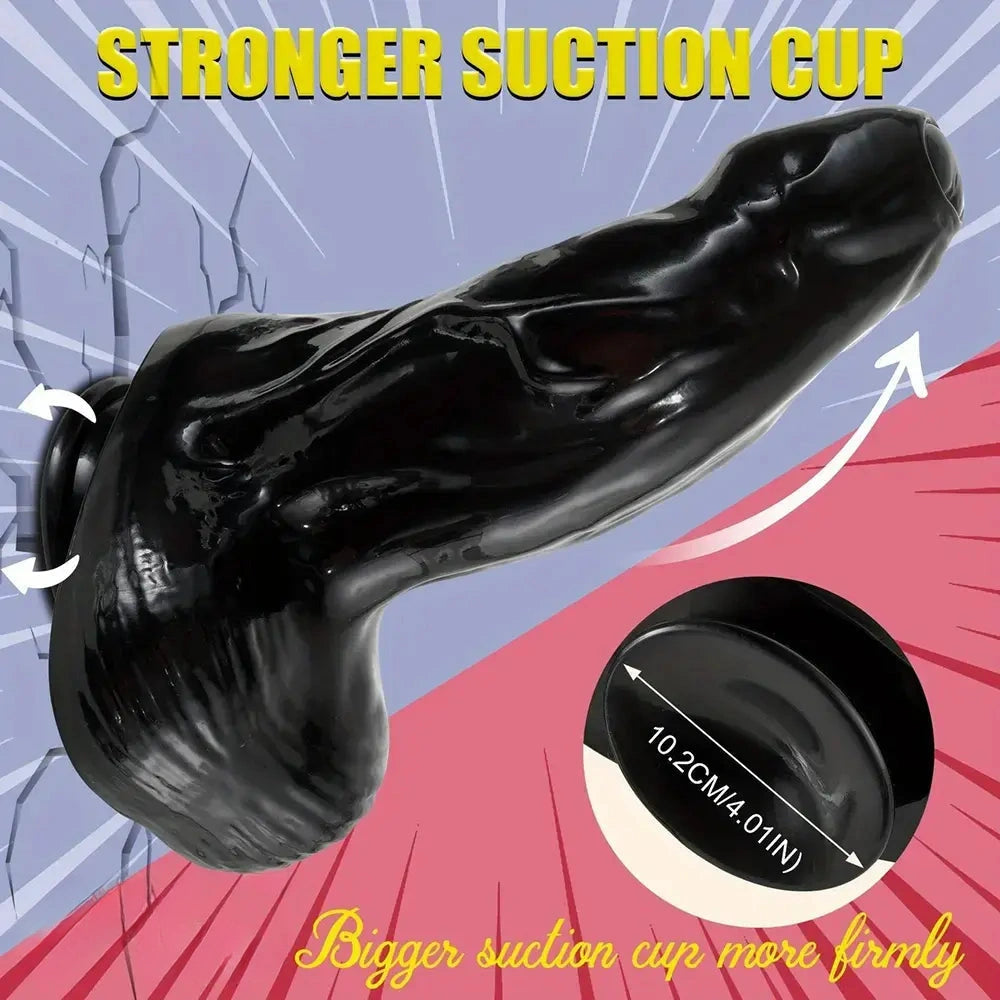 11.02in Huge Thick Big Black Uncut Large Anal Dildo For Deeper Play Women Gay