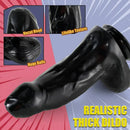 11.02in Huge Thick Big Black Uncut Large Anal Dildo For Deeper Play Women Gay