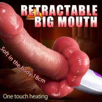 11.02in Large Vibrating Thrusting Rotation Silicone Soft Heated Dildo