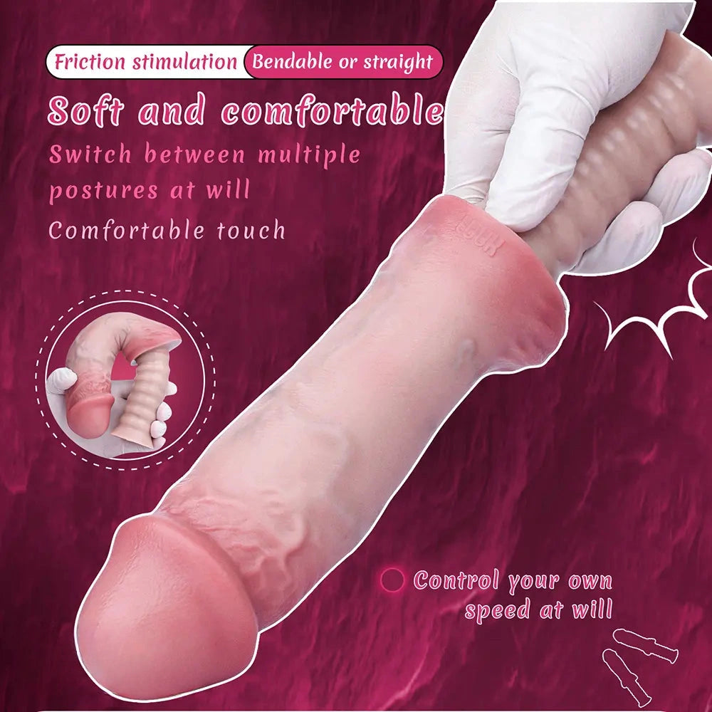 11.02in Real Feeling Double Layer Silicone Soft Handle Handhold Cock Dildo
