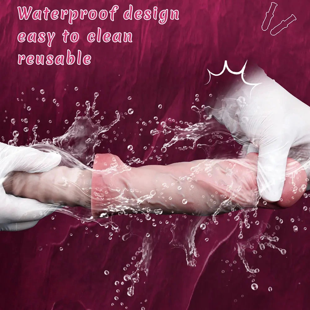 11.02in Real Feeling Double Layer Silicone Soft Handle Handhold Cock Dildo