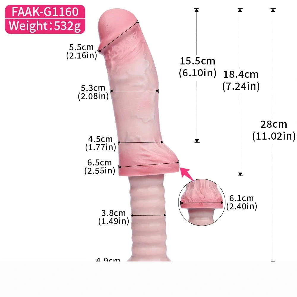 11.02in Real Feeling Double Layer Silicone Soft Handle Handhold Cock Dildo
