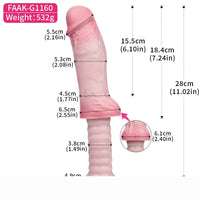 11.02in Real Feeling Double Layer Silicone Soft Handle Handhold Cock Dildo