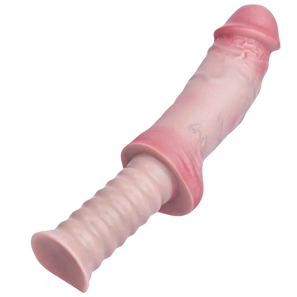 11.02in Real Feeling Double Layer Silicone Soft Handle Handhold Cock Dildo