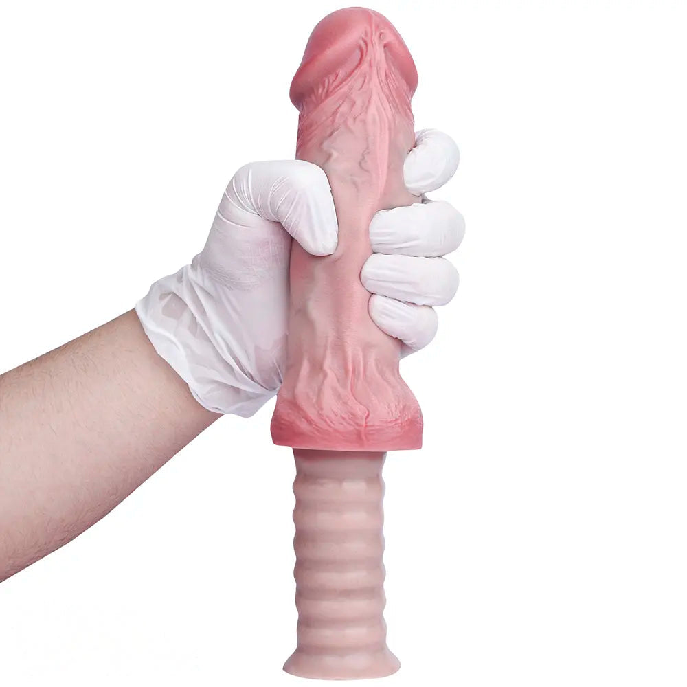 11.02in Real Feeling Double Layer Silicone Soft Handle Handhold Cock Dildo