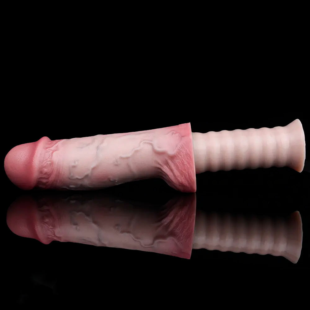 11.02in Real Feeling Double Layer Silicone Soft Handle Handhold Cock Dildo