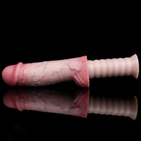 11.02in Real Feeling Double Layer Silicone Soft Handle Handhold Cock Dildo