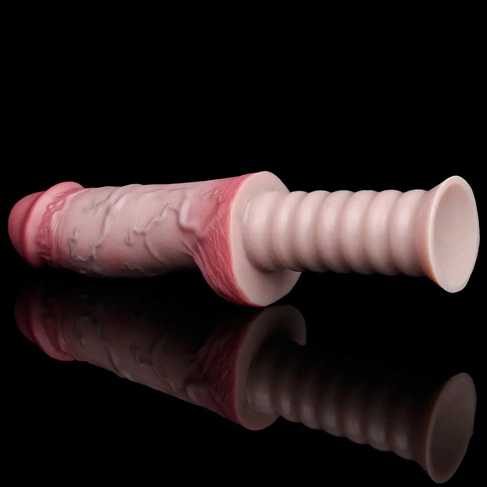 11.02in Real Feeling Double Layer Silicone Soft Handle Handhold Cock Dildo