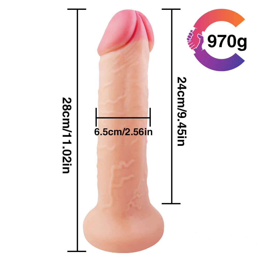 11.02in Super Big Thick Realistic Dildo Sex Toy With Sucker