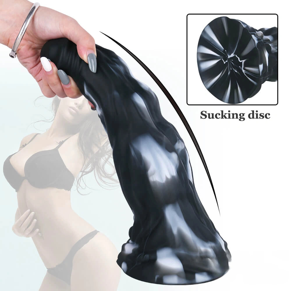 11.02in White Black Colour Mixture Beast Dildo SM Toy For Gay