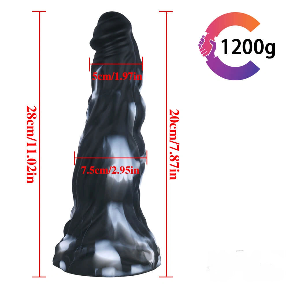 11.02in White Black Colour Mixture Beast Dildo SM Toy For Gay