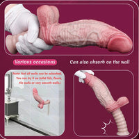 11.1in Real Feeling Double Layer Silicone Soft Handle Flexible Cock Dildo