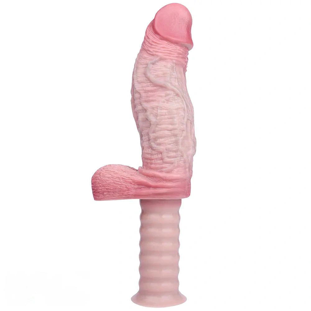 11.1in Real Feeling Double Layer Silicone Soft Handle Flexible Cock Dildo