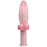 11.1in Real Feeling Double Layer Silicone Soft Handle Flexible Cock Dildo