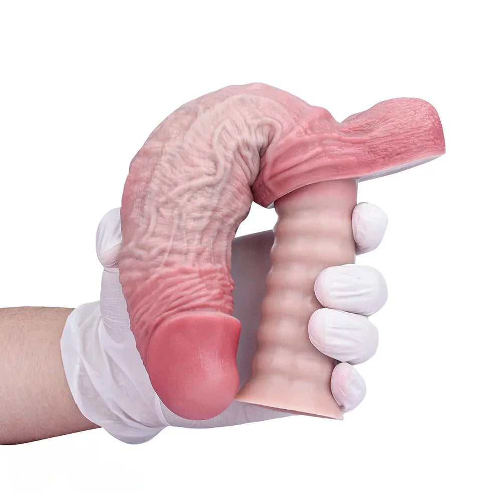 11.1in Real Feeling Double Layer Silicone Soft Handle Flexible Cock Dildo