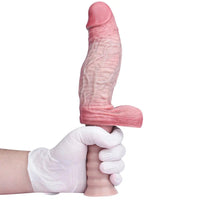 11.1in Real Feeling Double Layer Silicone Soft Handle Flexible Cock Dildo