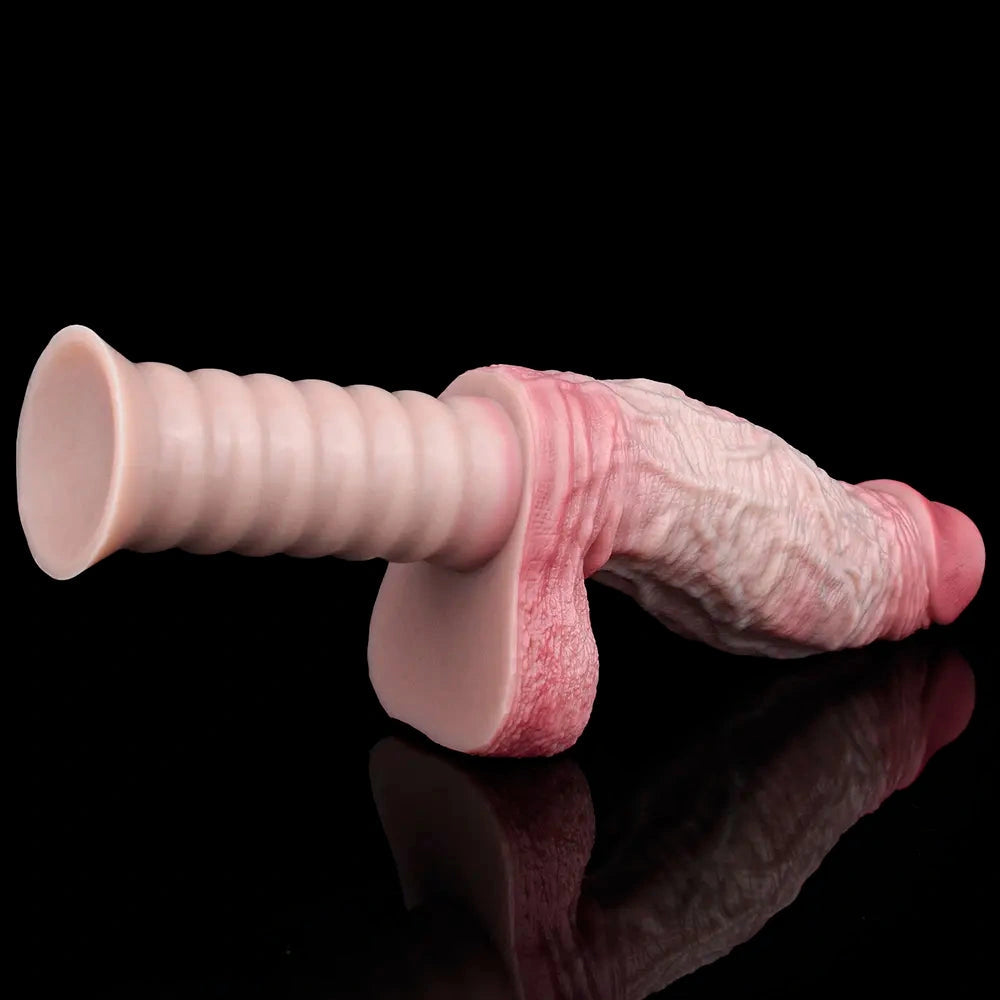 11.1in Real Feeling Double Layer Silicone Soft Handle Flexible Cock Dildo