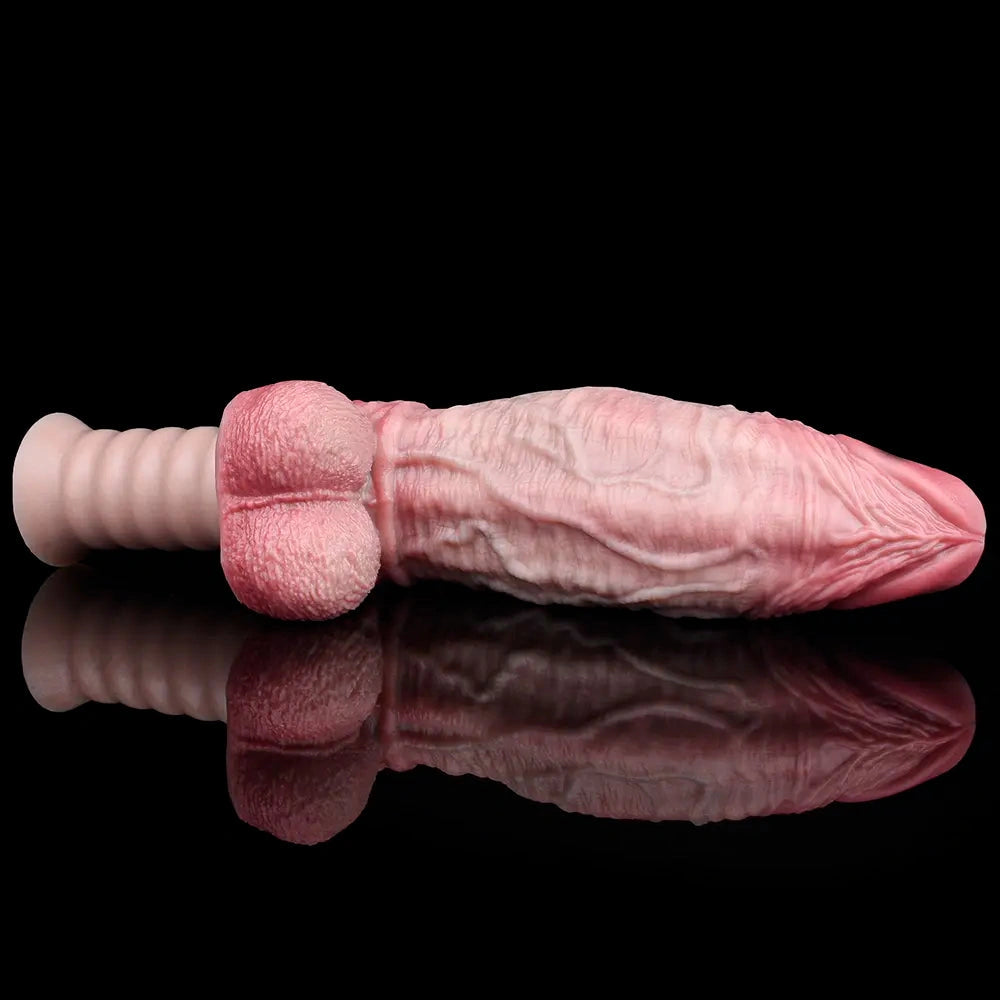 11.1in Real Feeling Double Layer Silicone Soft Handle Flexible Cock Dildo
