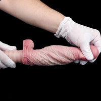 11.1in Real Feeling Double Layer Silicone Soft Handle Flexible Cock Dildo