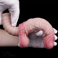 11.1in Real Feeling Double Layer Silicone Soft Handle Flexible Cock Dildo