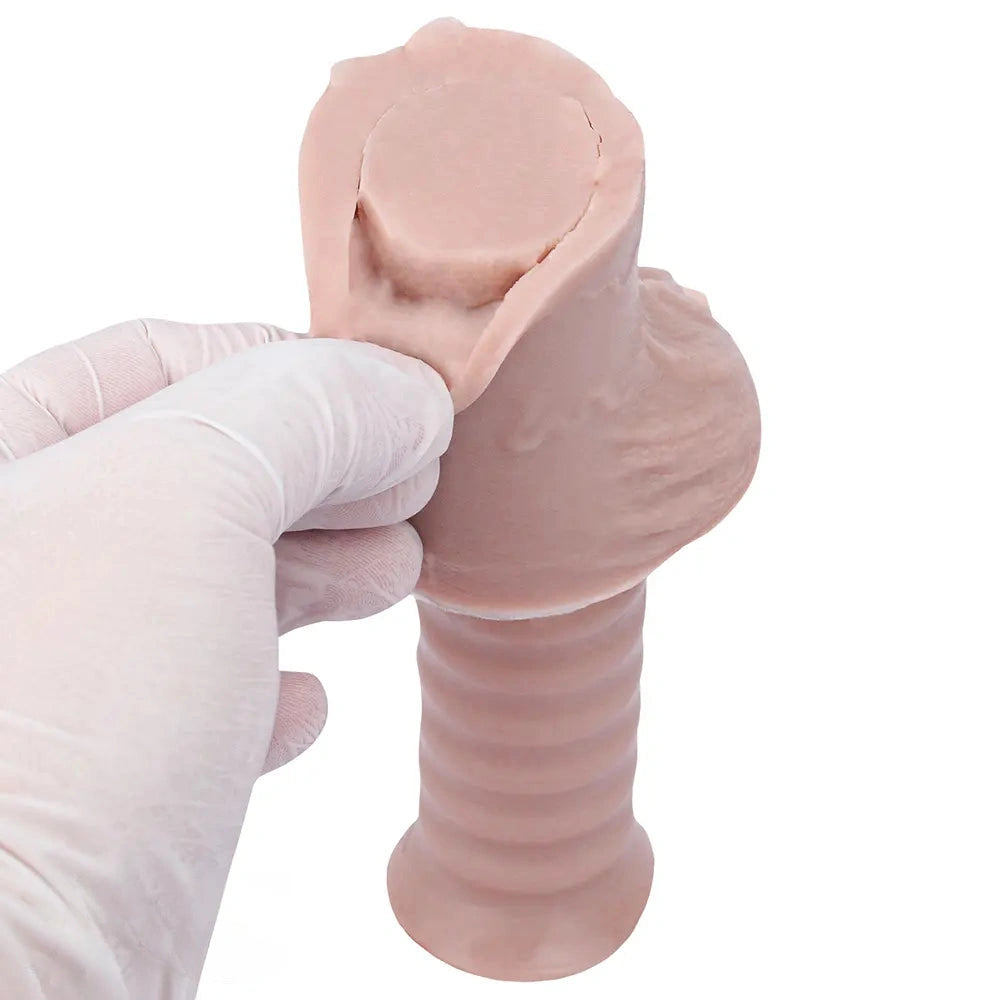 11.1in Real Feeling Double Layer Silicone Soft Handle Flexible Cock Dildo