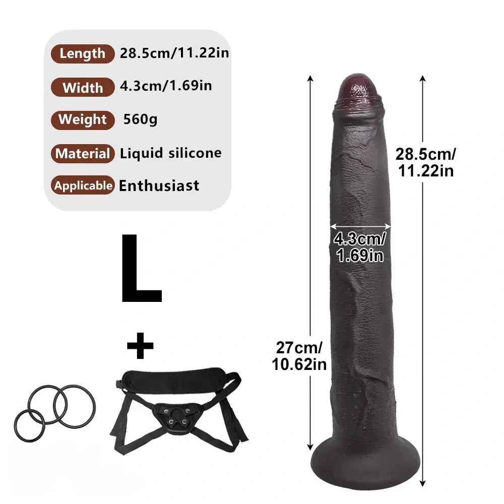 11.22in 13.18in 14.56in Strap on Realistic Big Long Dildo For Male Female Couples
