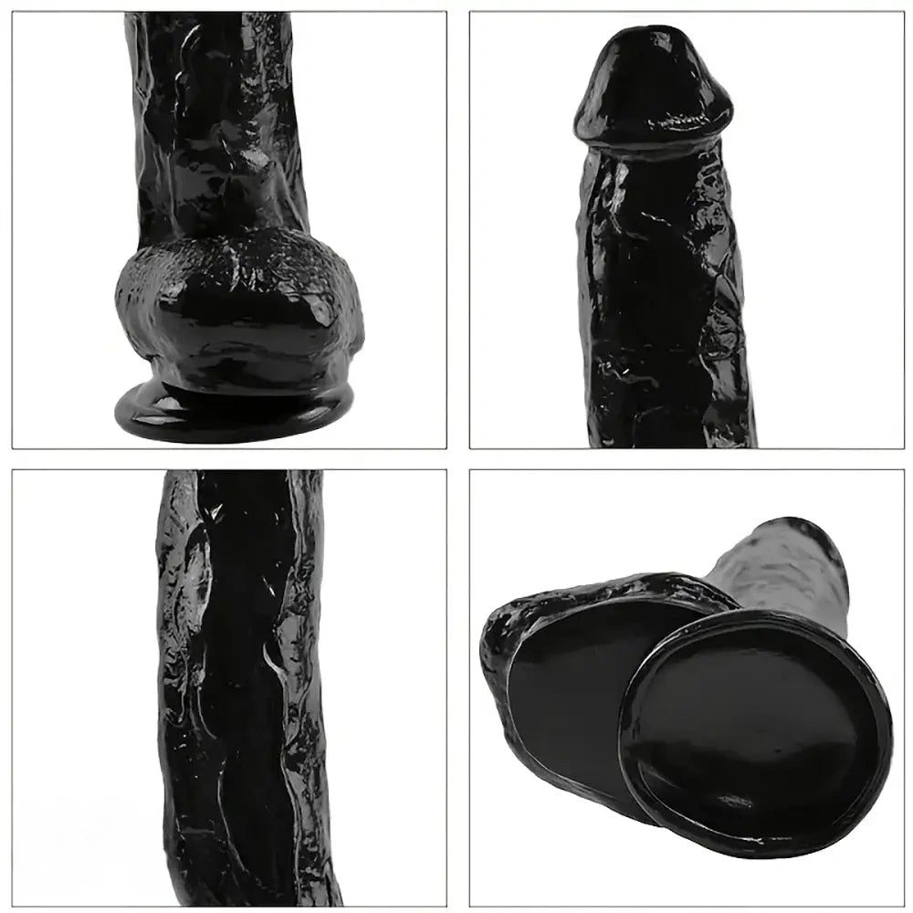 11.22in PVC Black Flexible Big Dildo With Suction Cup For Hands-Free