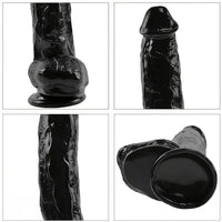 11.22in PVC Black Flexible Big Dildo With Suction Cup For Hands-Free