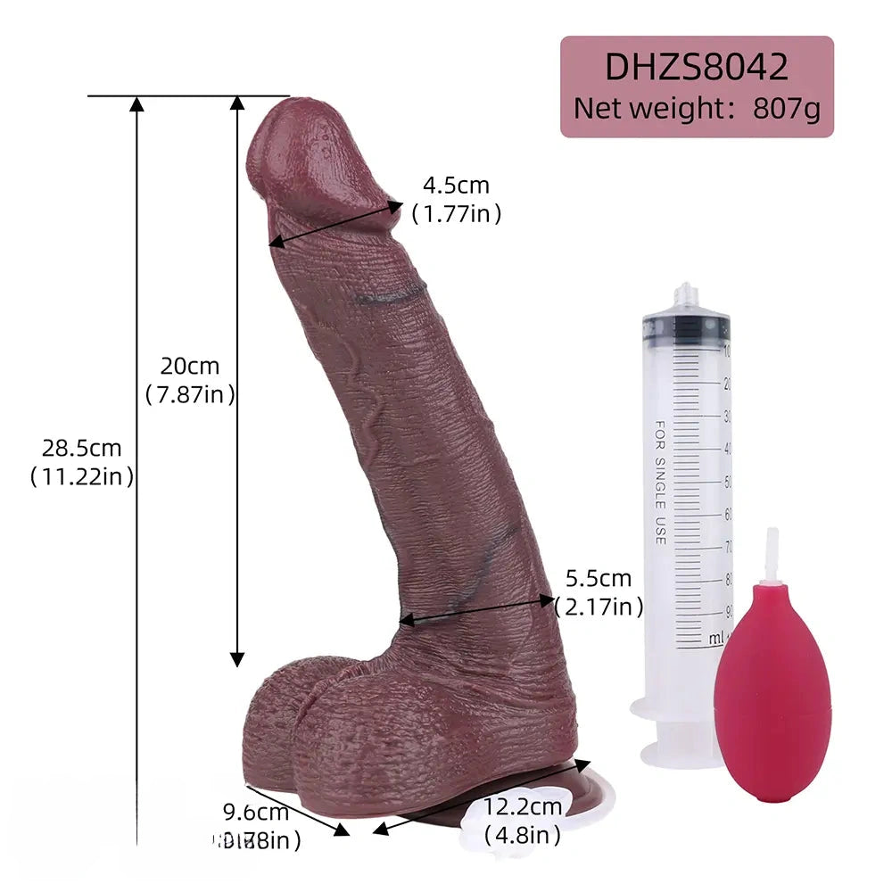 11.22in Real G-spot Penis Anal Dual Density Silicone Ejaculating Dildo