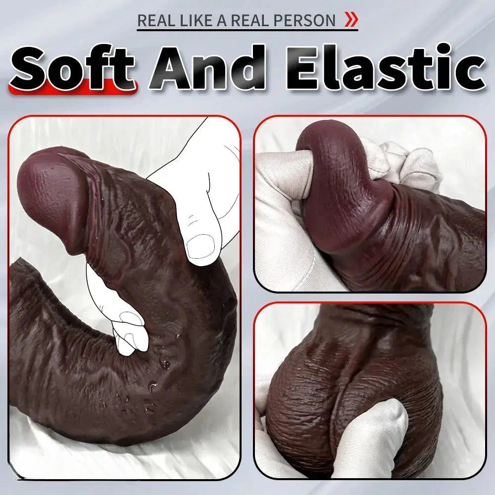11.22in Realistic Curved Strap on Silicone Big Dildo Couples Flirting Toy