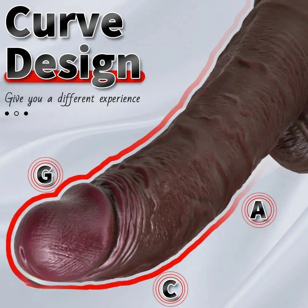 11.22in Realistic Curved Strap on Silicone Big Dildo Couples Flirting Toy