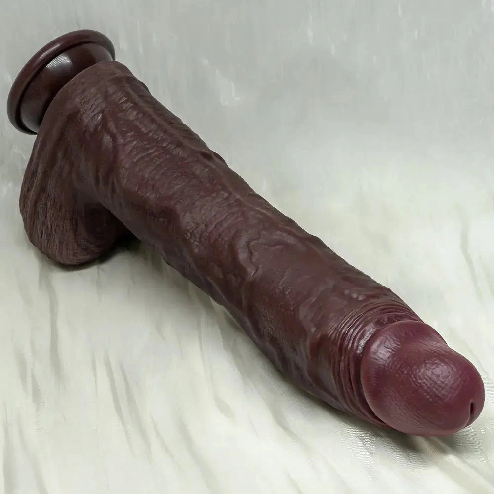 11.22in Realistic Curved Strap on Silicone Big Dildo Couples Flirting Toy