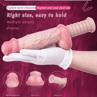 11.29in Real Feeling Uncut Double Layer Silicone Soft Handle Dildo For Sex